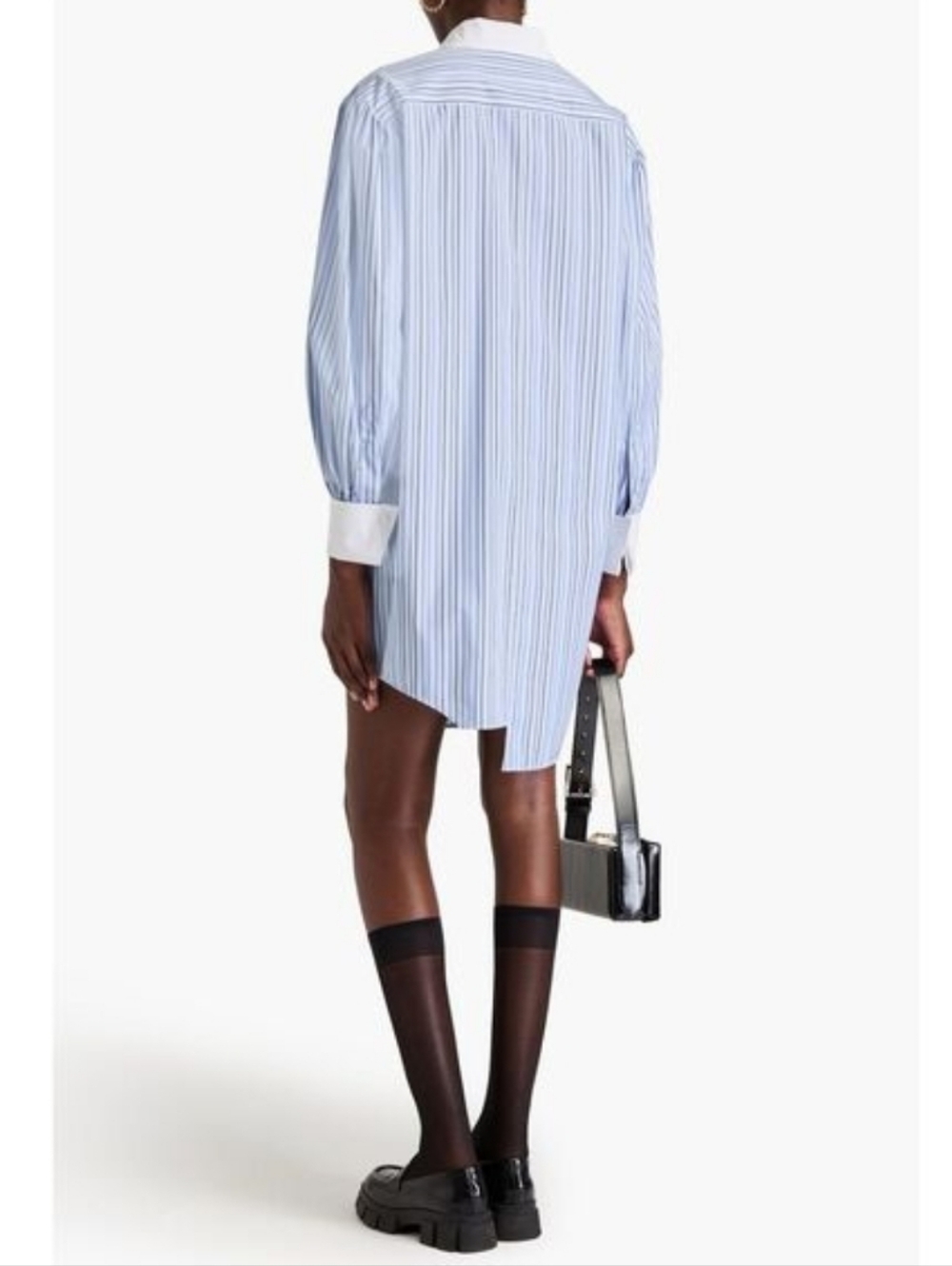 Moschino Couture!  Light Blue & White Striped Asymmetrical Shirt Dress - Picture 11 of 12